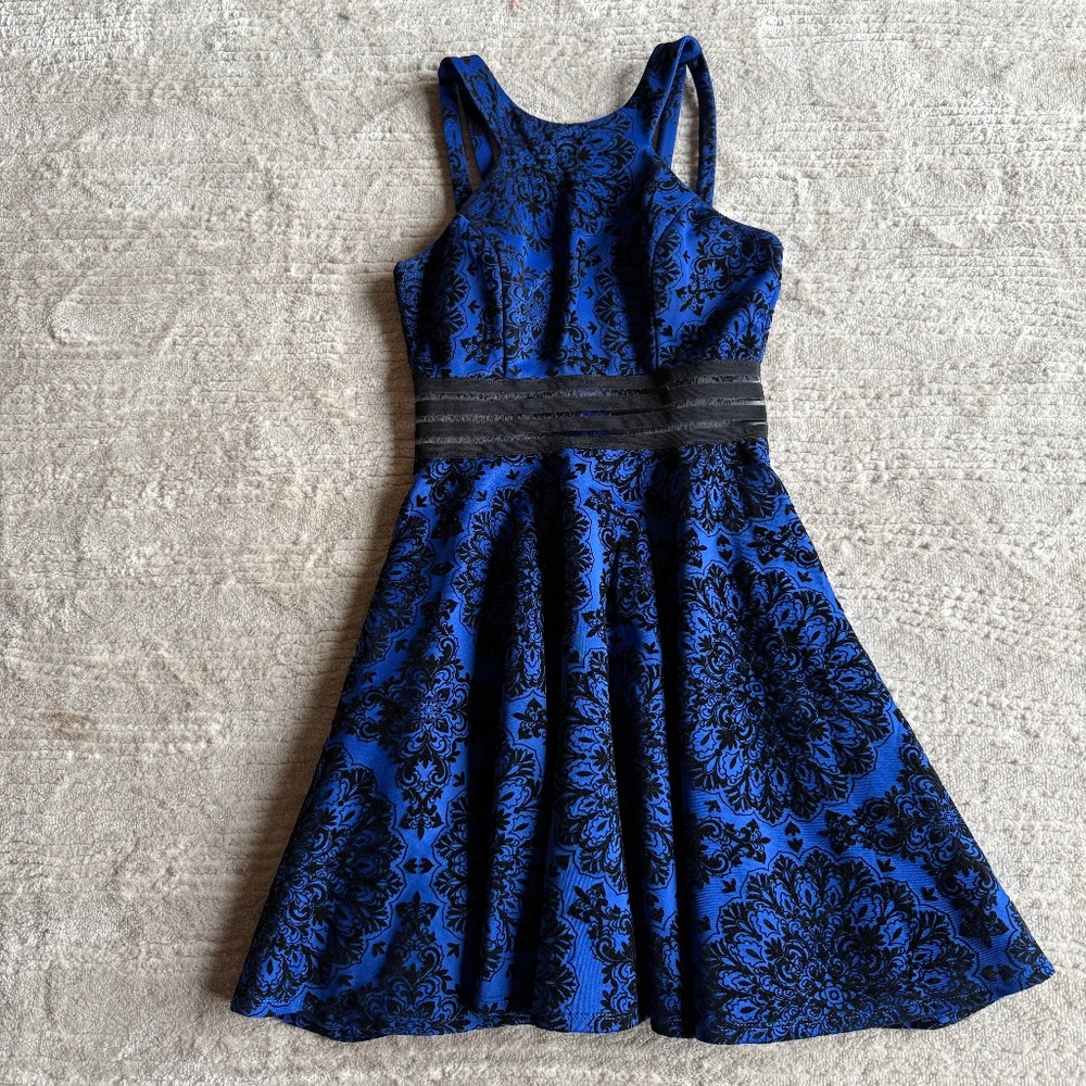 Blue and Black Mini Dress